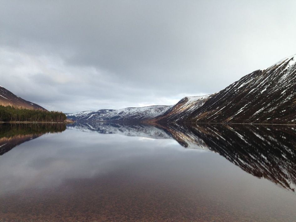 A perfect glassy reflection of Loch Muick
